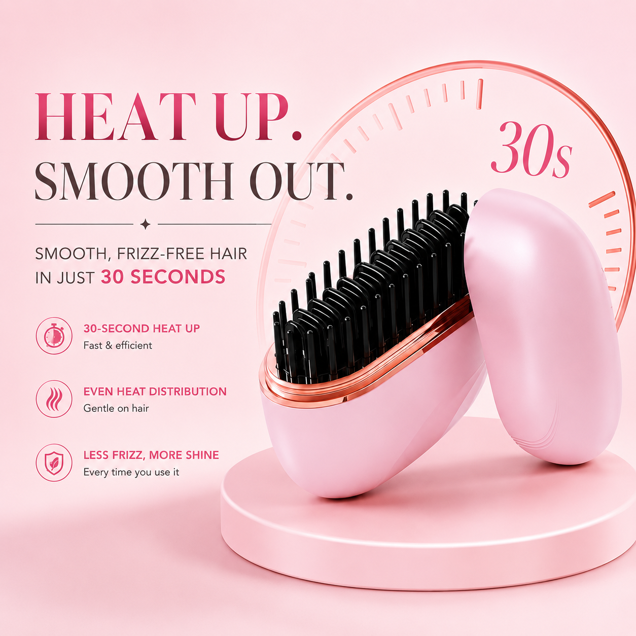 Mini Cordless Hair Straightener Brush | Rechargeable Portable Hair Straightener with 3 Heat Settings, Fast Heating Ceramic & Anti-Scald Design