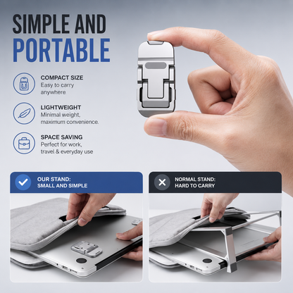 Adjustable Laptop Stand – Portable Invisible Aluminum Laptop Riser, Ergonomic Height Adjustable Cooling Stand for MacBook Pro, MacBook Air, Laptops & Tablets