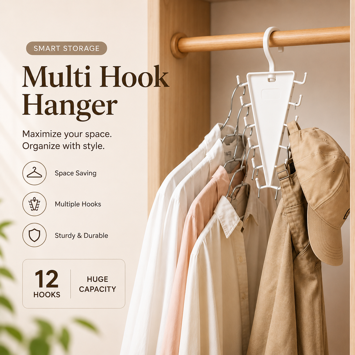 Pack of 3| 12-Hook V-Shape Hanging Rack | Space-Saving Closet Organizer