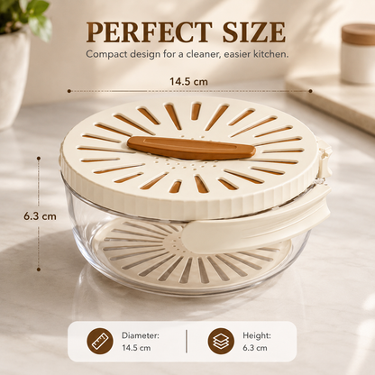 2 Pack Multifunctional Fruit Washing Bowl with Strainer & Lid – 2-in-1 Drain Basket, Vegetable & Fruit Washer Container for Kitchen, Fridge, Picnic & Camping