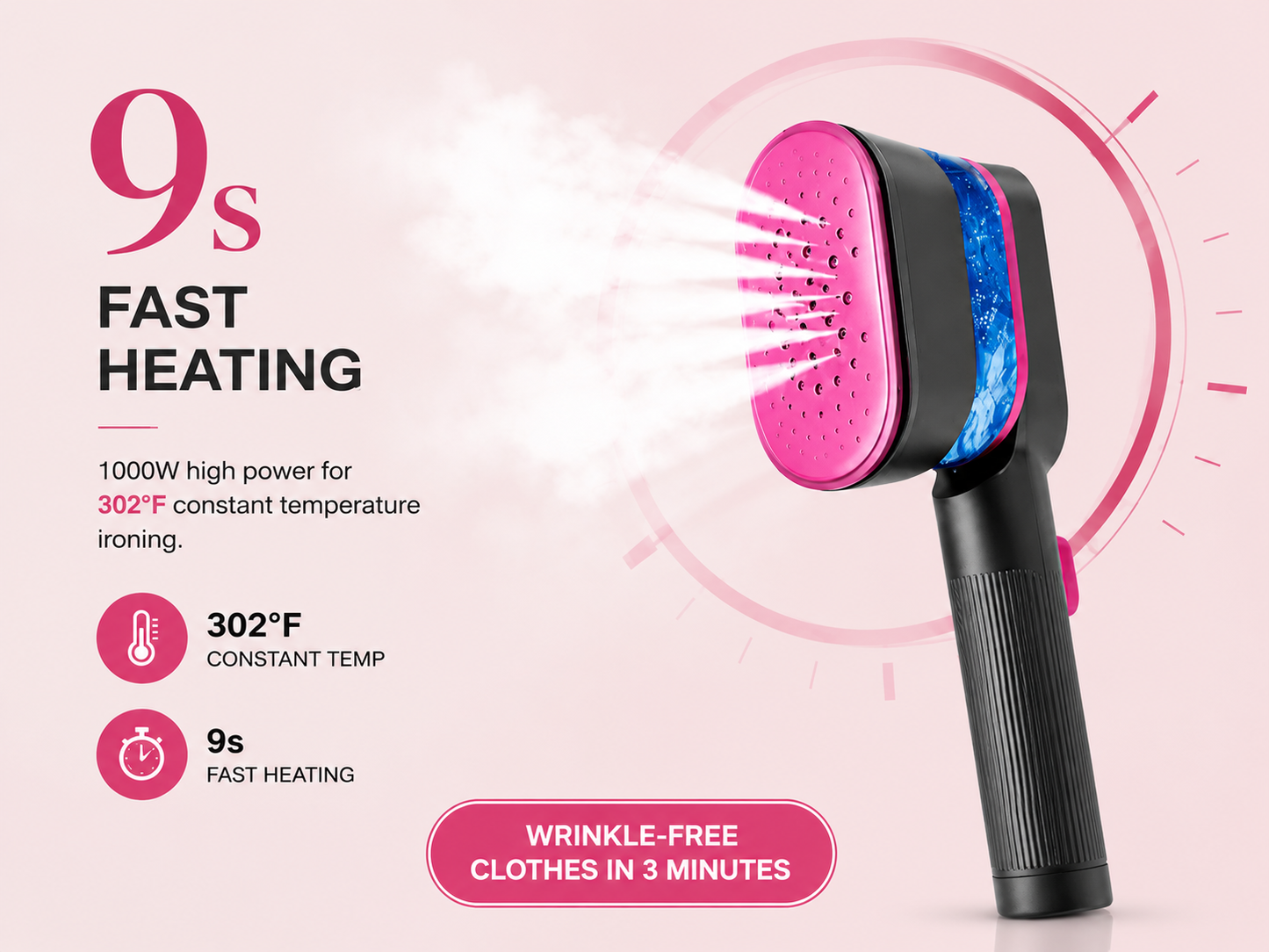 2-in-1 Portable Garment Steamer Iron | 1000W Fast Heat| Wrinkle-Free in Seconds