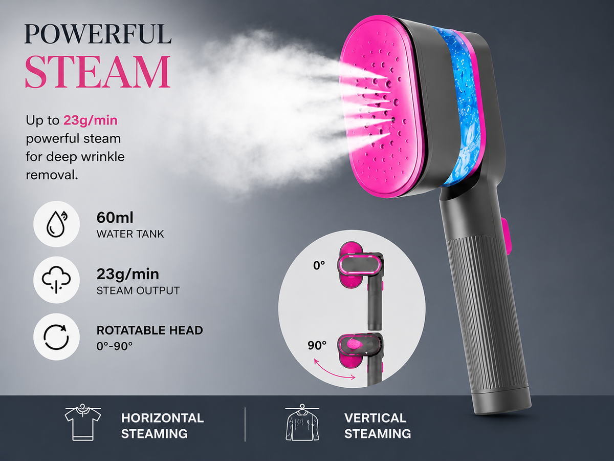 2-in-1 Portable Garment Steamer Iron | 1000W Fast Heat| Wrinkle-Free in Seconds