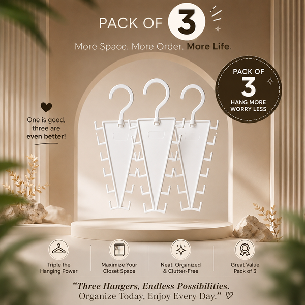 Pack of 3| 12-Hook V-Shape Hanging Rack | Space-Saving Closet Organizer