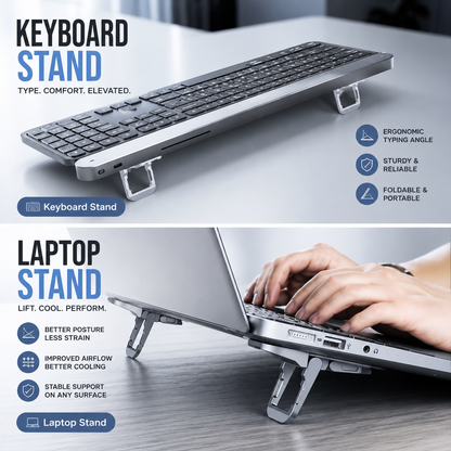 Adjustable Laptop Stand – Portable Invisible Aluminum Laptop Riser, Ergonomic Height Adjustable Cooling Stand for MacBook Pro, MacBook Air, Laptops & Tablets