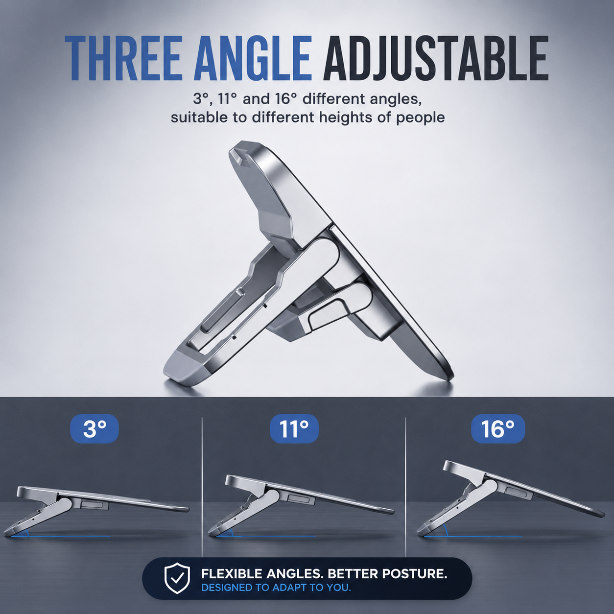 Adjustable Laptop Stand – Portable Invisible Aluminum Laptop Riser, Ergonomic Height Adjustable Cooling Stand for MacBook Pro, MacBook Air, Laptops & Tablets