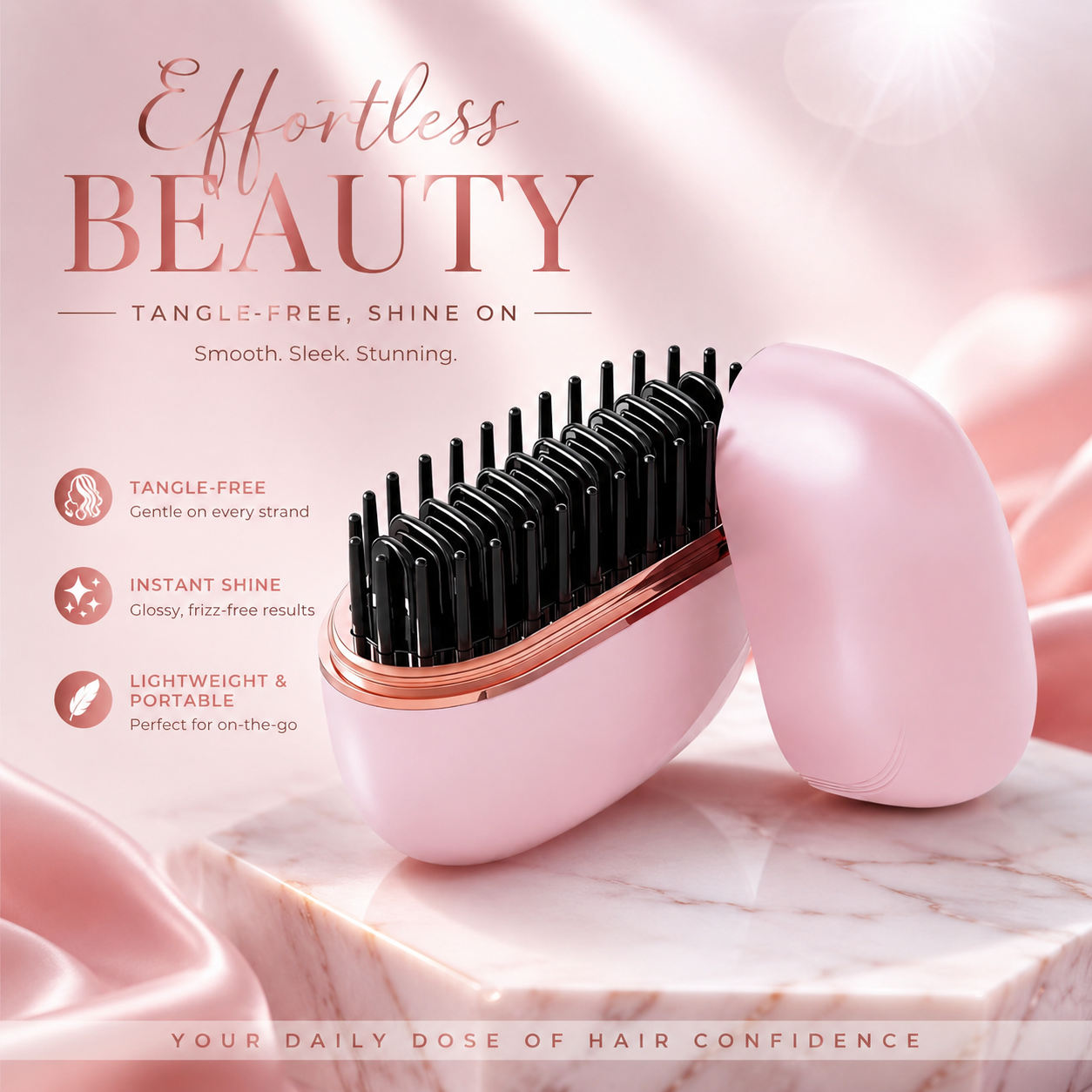 Mini Cordless Hair Straightener Brush | Rechargeable Portable Hair Straightener with 3 Heat Settings, Fast Heating Ceramic & Anti-Scald Design